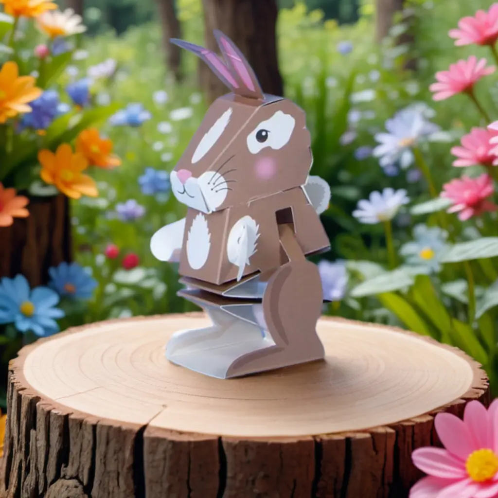 Cardboard Bouncing Bunny Model Kit Pic 1 - cropped