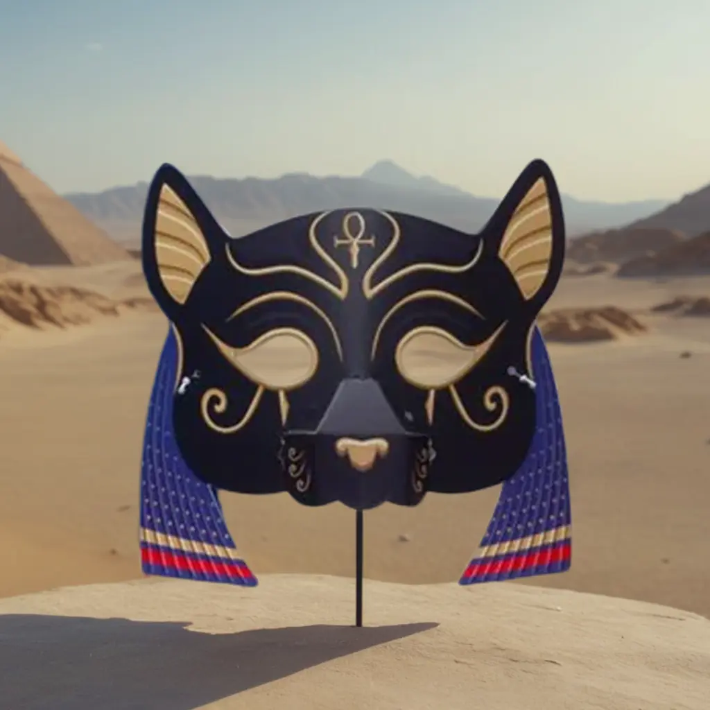 Cardboard Mask of Egyptian God Bastet - cropped