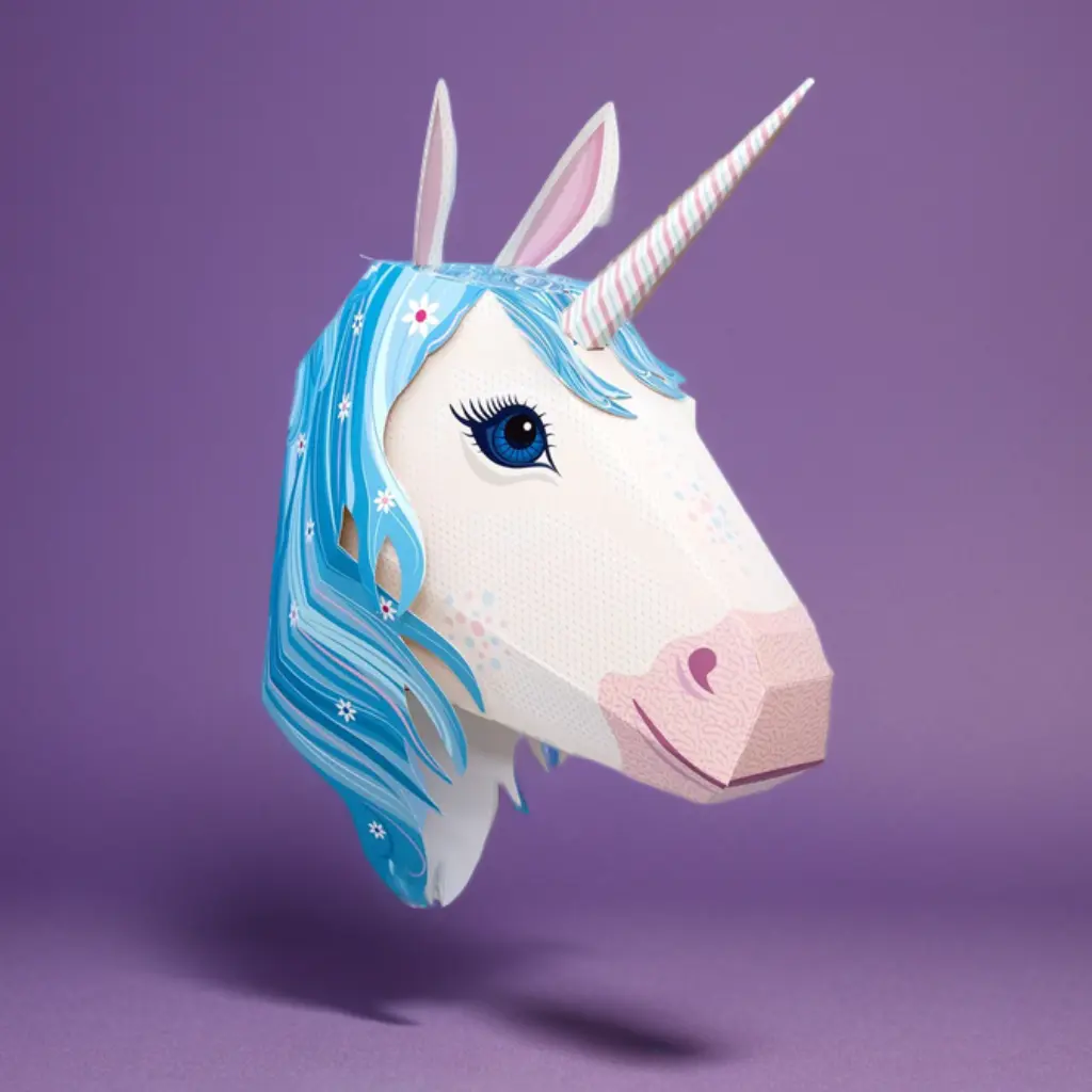 Cardboard Magical Unicorn Head - cropped