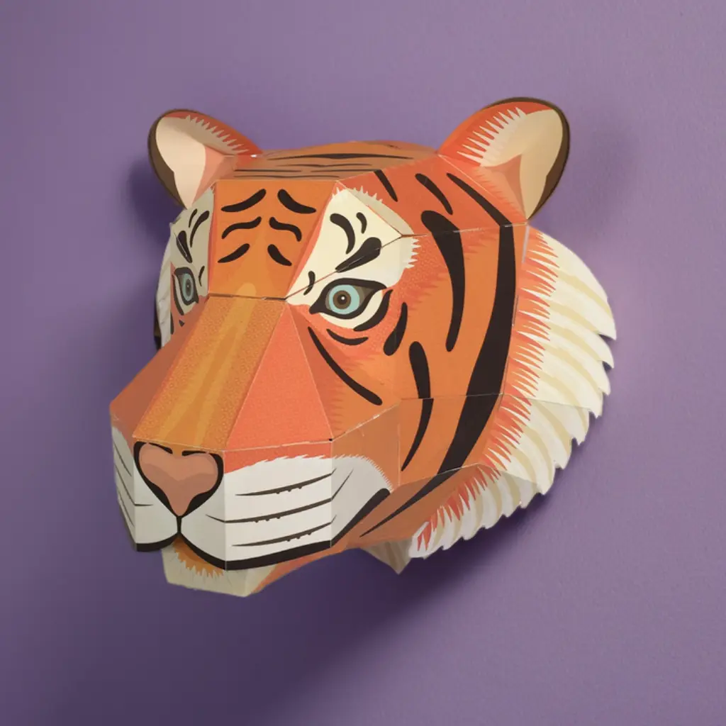 Cardboard Tiger Head - cropped