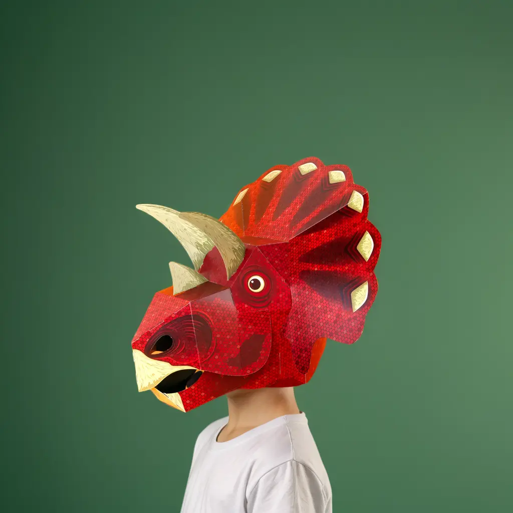 Cardboard Triceratops Head Mask